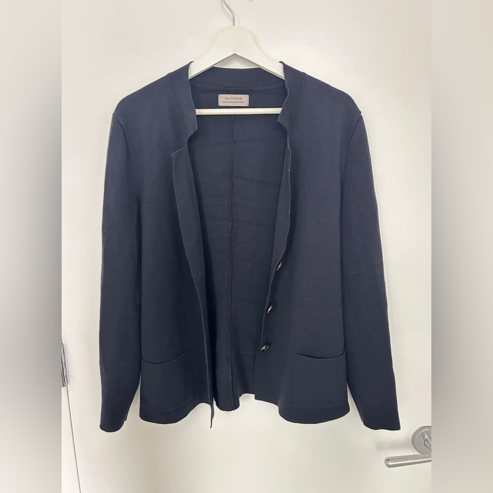 Falconeri Dark Blue Wool Blazer Jacket XL – Italian Tailored Smart Casual